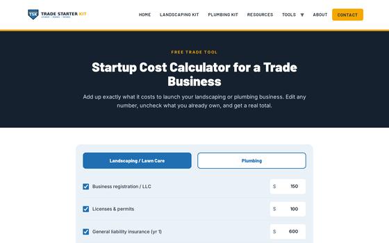 Startup Cost Calculator screenshot